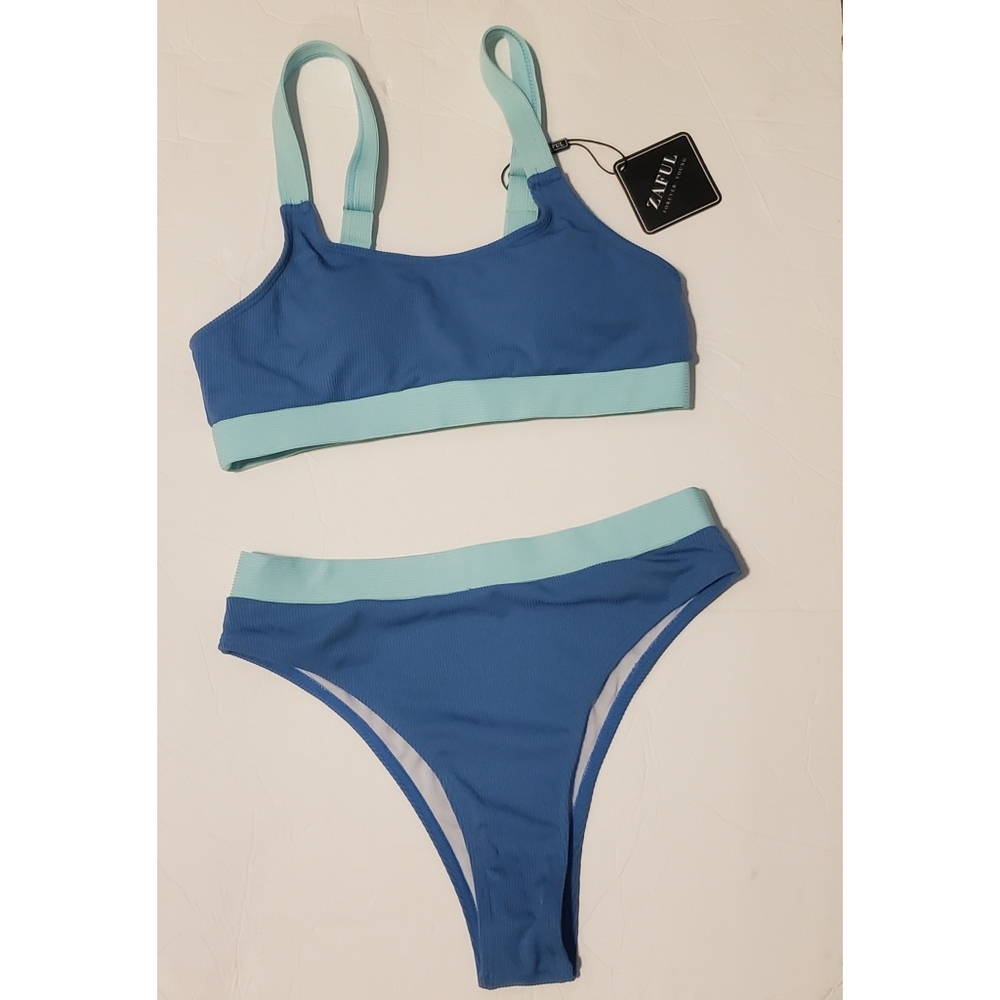 Zaful High-waisted Patchwork Bikini Size 6